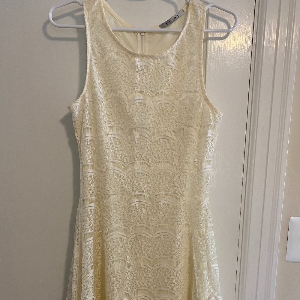 Jenny Boston Off-White Lace Mini Dress